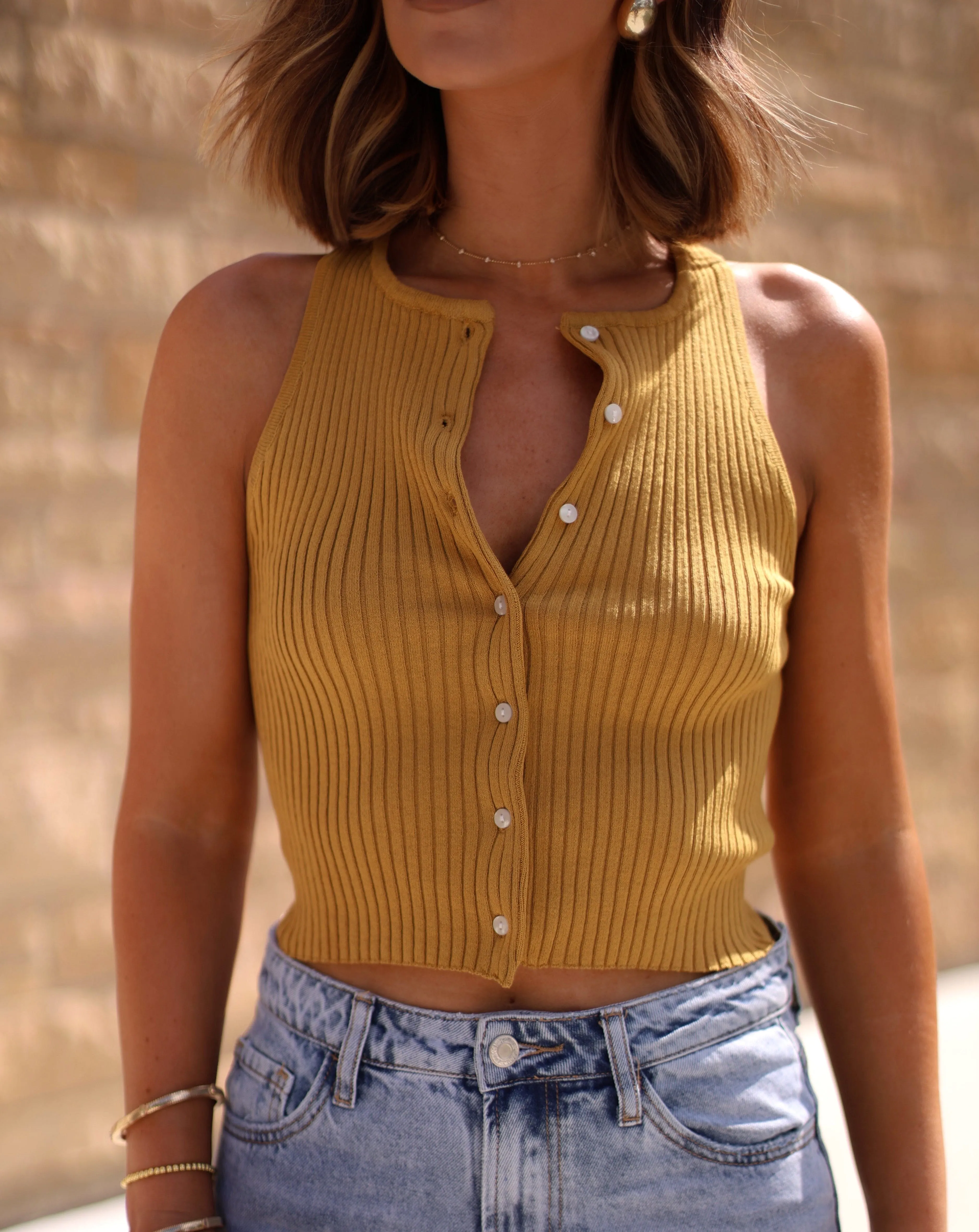 Sunlit Sands Button Tank sold by LANE 201 product image thumbnail 2
