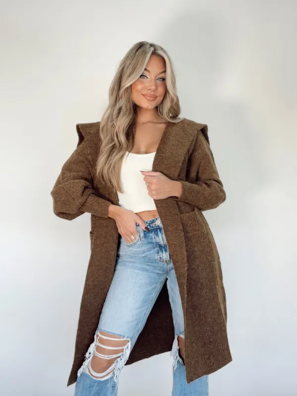 Chestnut Warm Wishes Cardigan sold by LANE 201