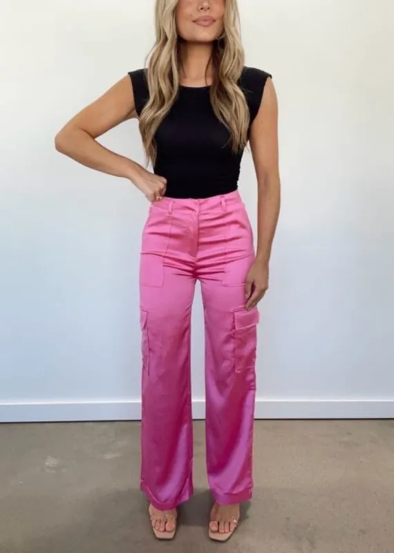 Satin Edge Cargo Pants sold by LANE 201