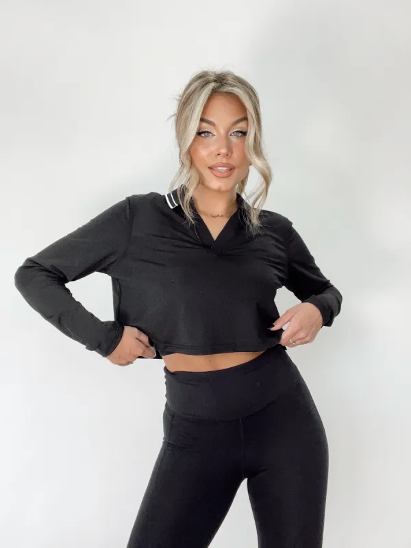 Black Varsity Polo sold by LANE 201