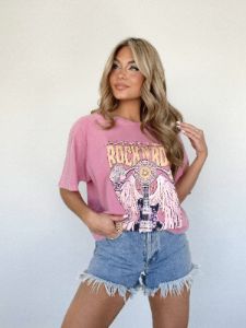 Pink Rock And Roll Graphic Tee sold by LANE 201
