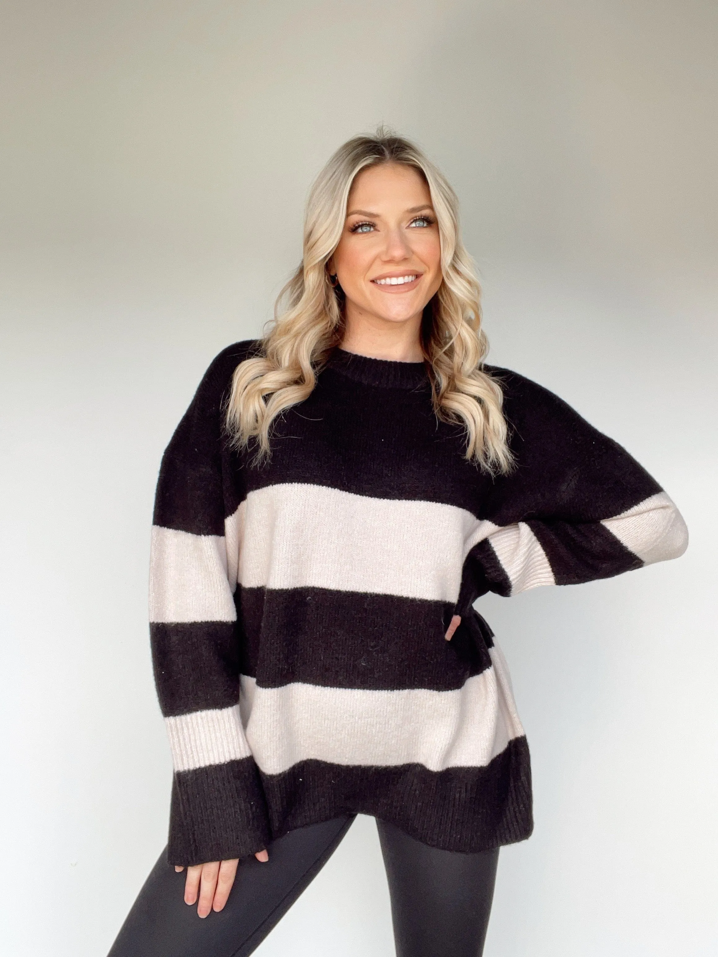 Oversized Striped Knit Sweater sold by LANE 201