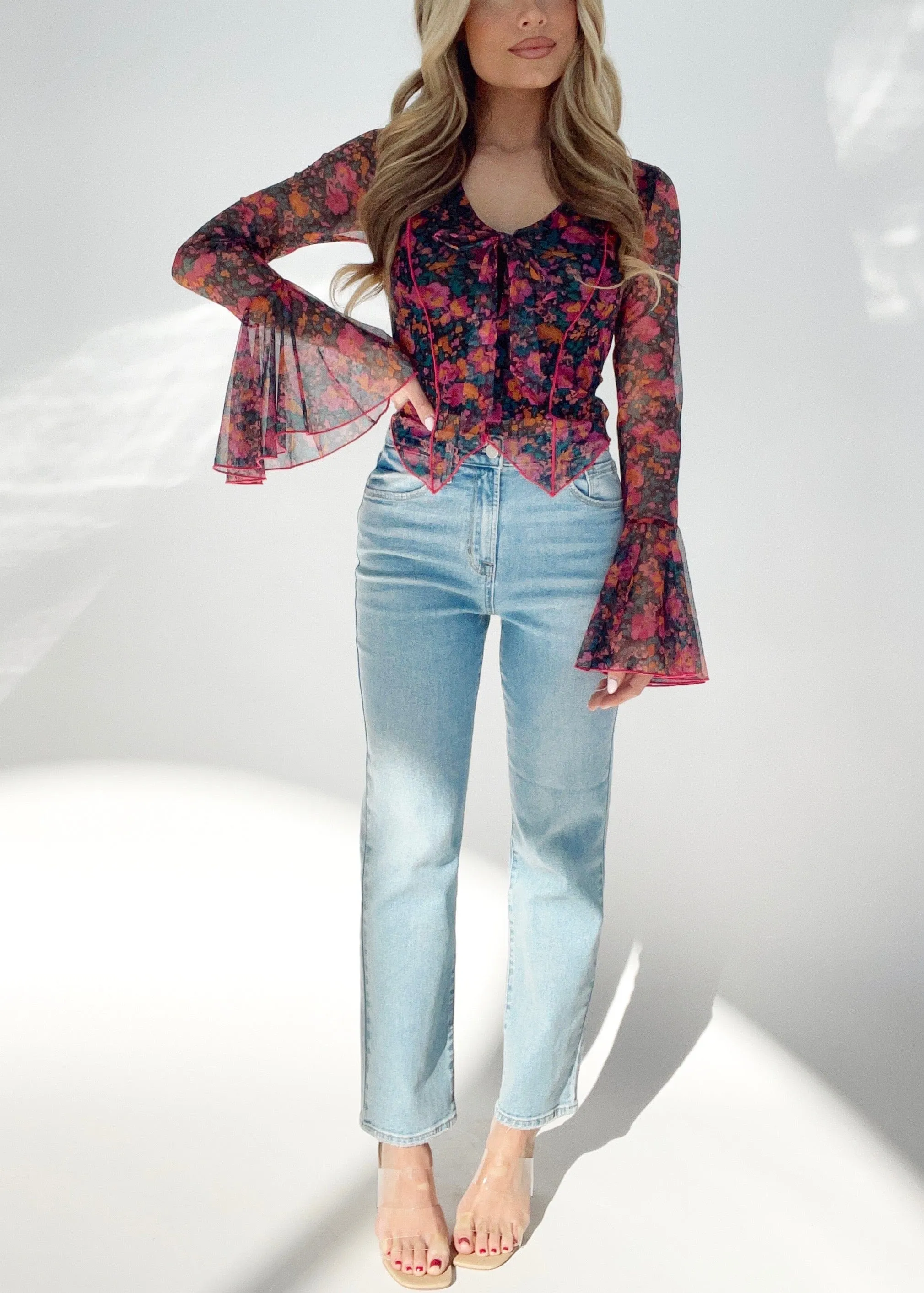 High Rise Straight Stretch Denim sold by LANE 201 product image thumbnail 4