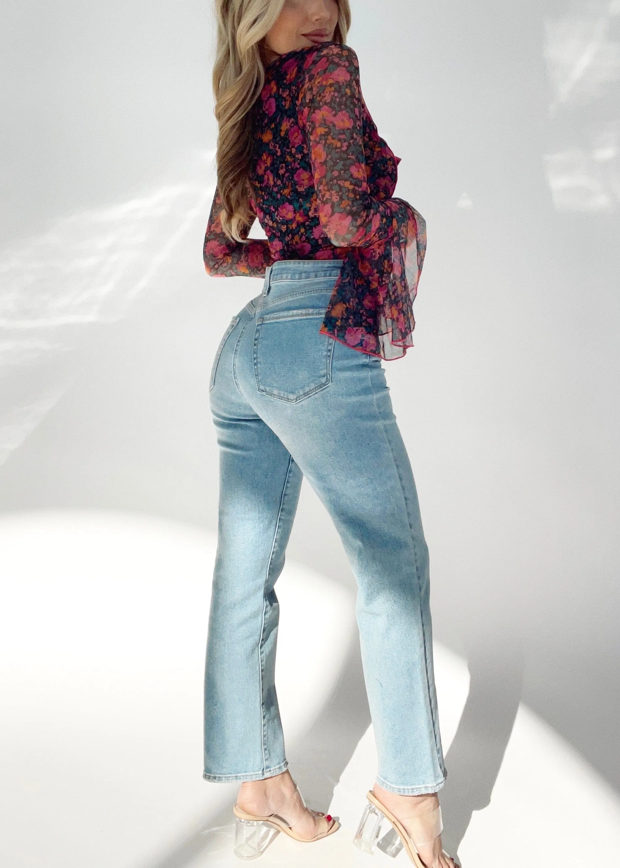 High Rise Straight Stretch Denim sold by LANE 201 product image thumbnail 3