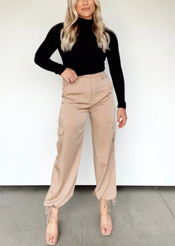 Luxe Satin Cargo Pants sold by LANE 201