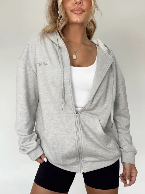 Heather Grey Lane 201 Zip Up Hoodie sold by LANE 201