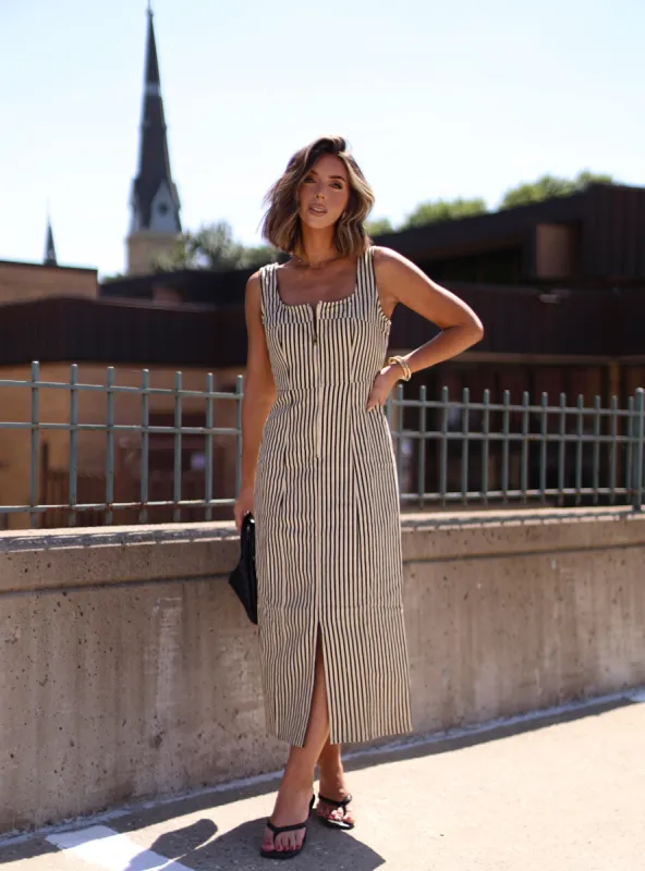 Striped Twill Maxi Dress sold by LANE 201