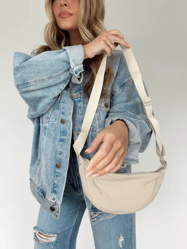 Beige Crescent Bag sold by LANE 201