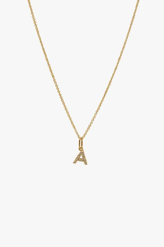 Gold Letter Necklace sold by LANE 201