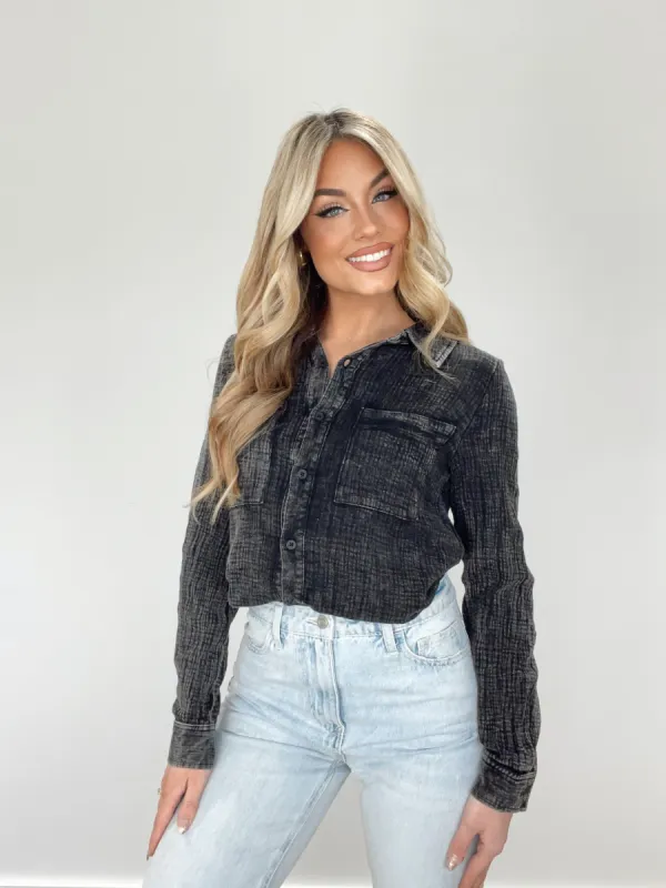 Mineral Wash Gauze Shirt sold by LANE 201