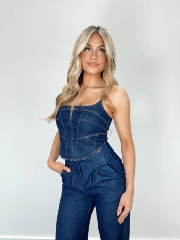 Dusk To Denim Top sold by LANE 201