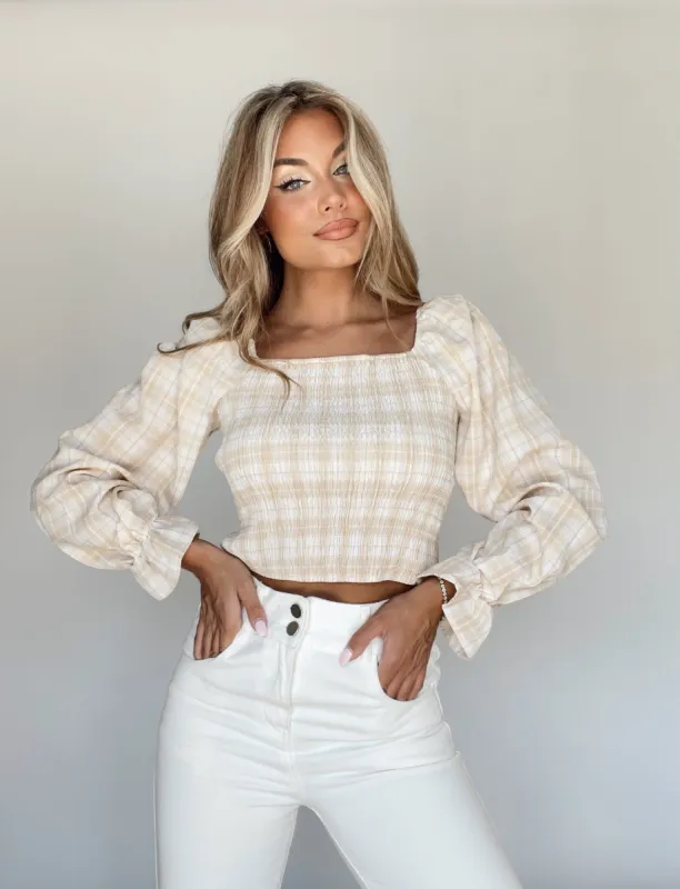 Easy Honey Smocked Top sold by LANE 201