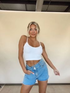 White Ribbed Tank sold by LANE 201