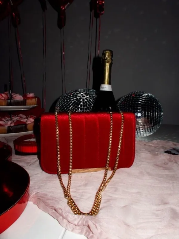 Velvet Chain Shoulder Bag made by LANE 201