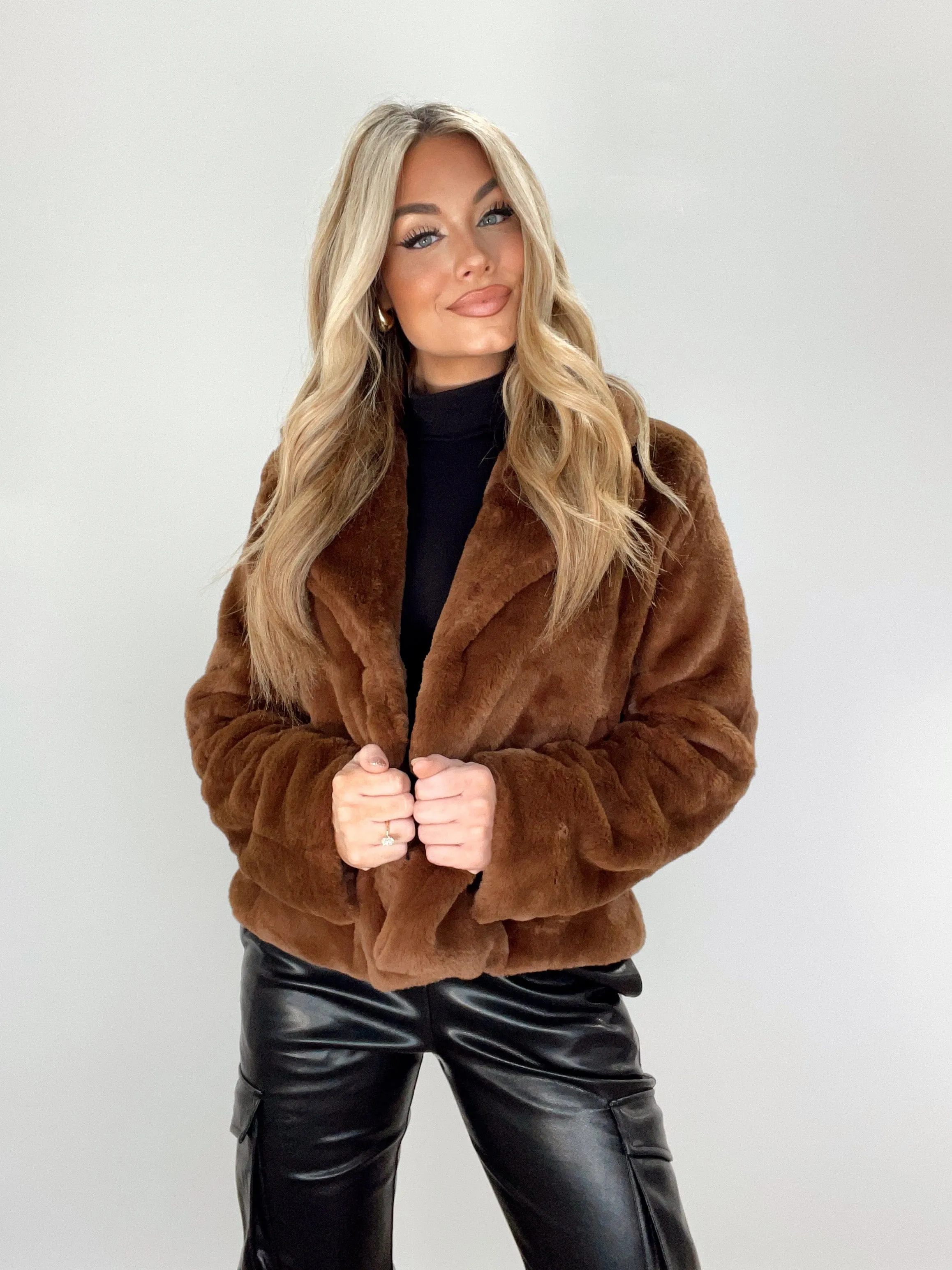 Chocolate Faux Fur Jacket sold by LANE 201 product image thumbnail 5