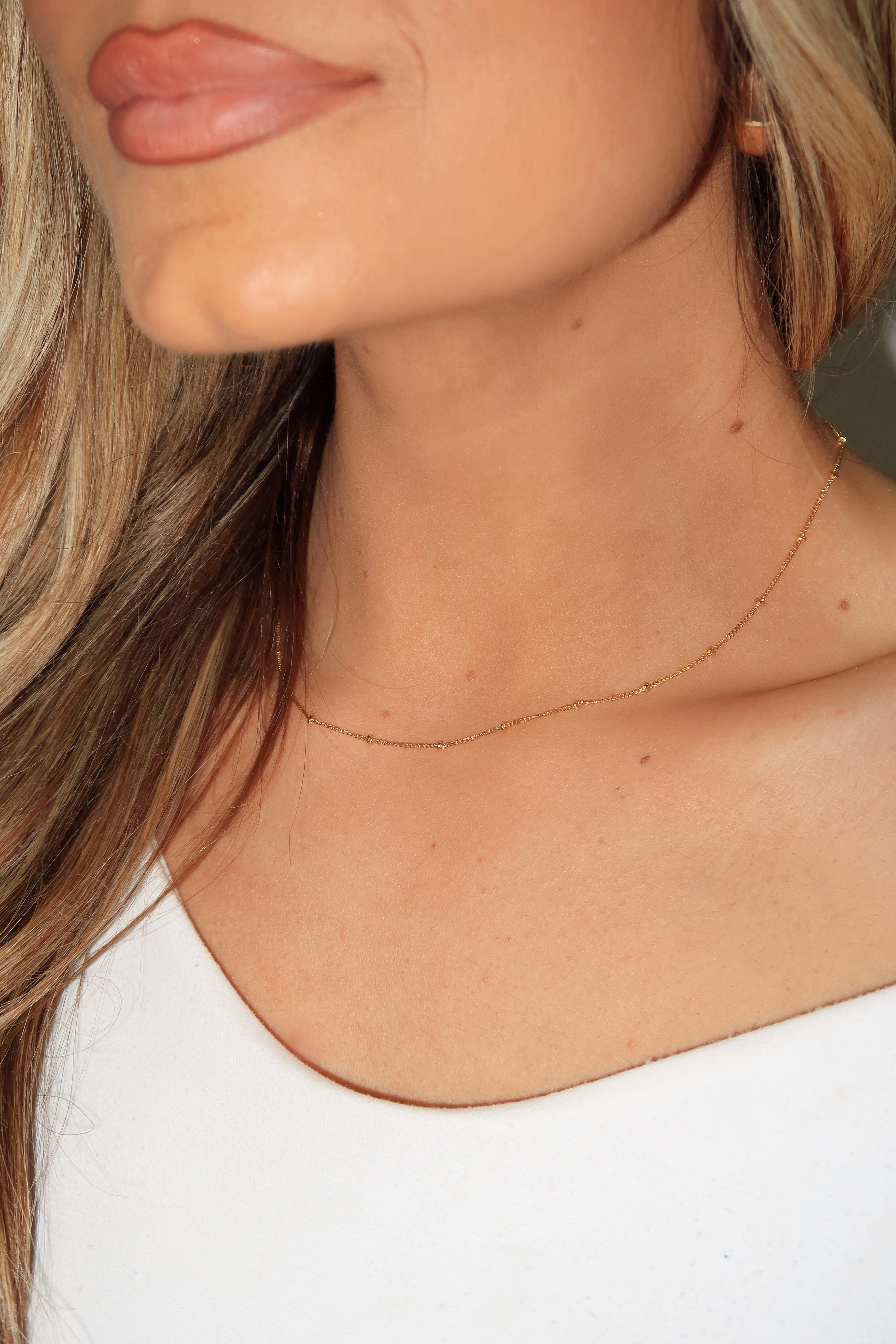 Gold Bead Dainty Necklace sold by LANE 201 product image thumbnail 2