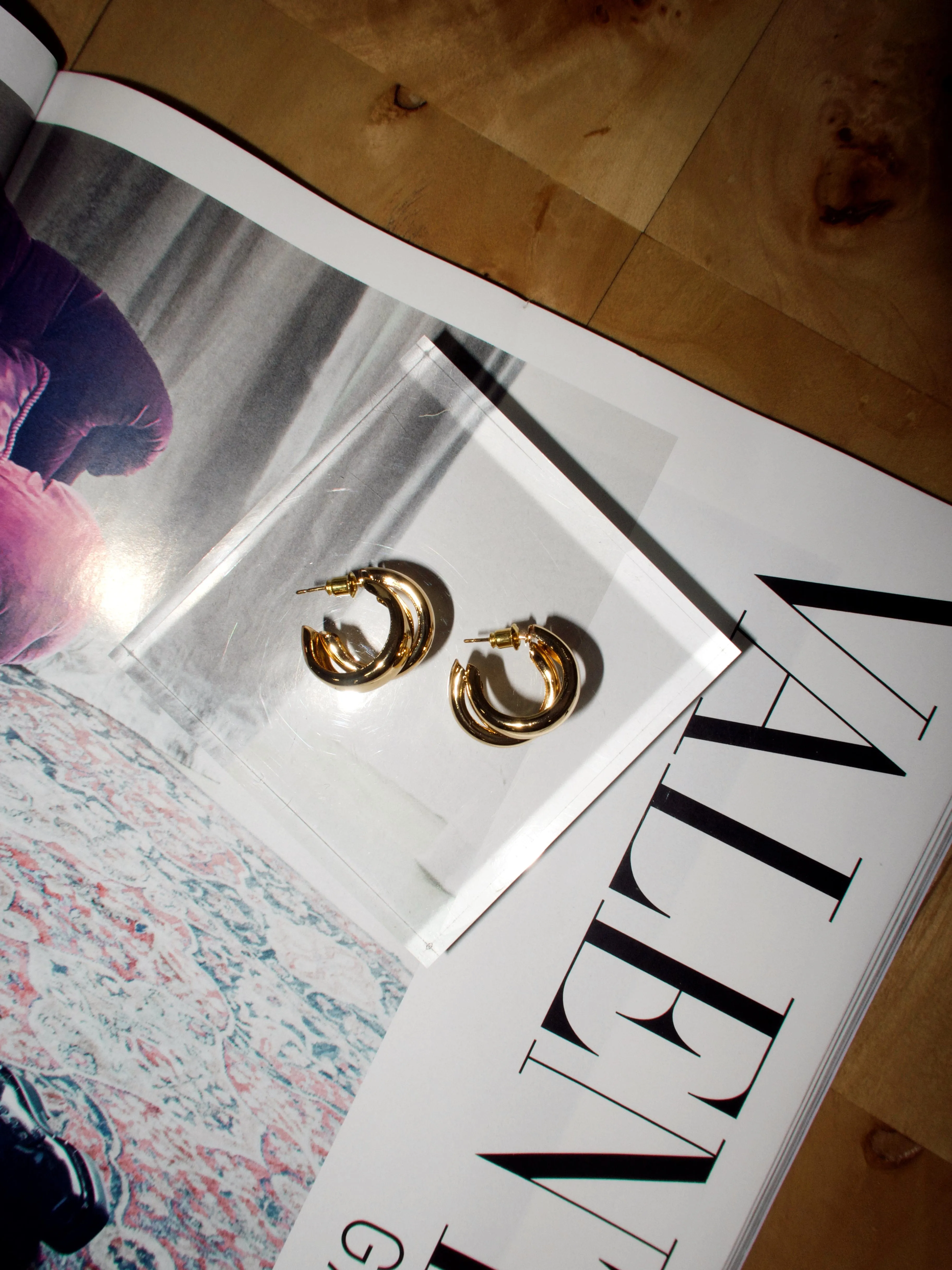 Gold Layered Beveled Earrings sold by LANE 201 product image thumbnail 3