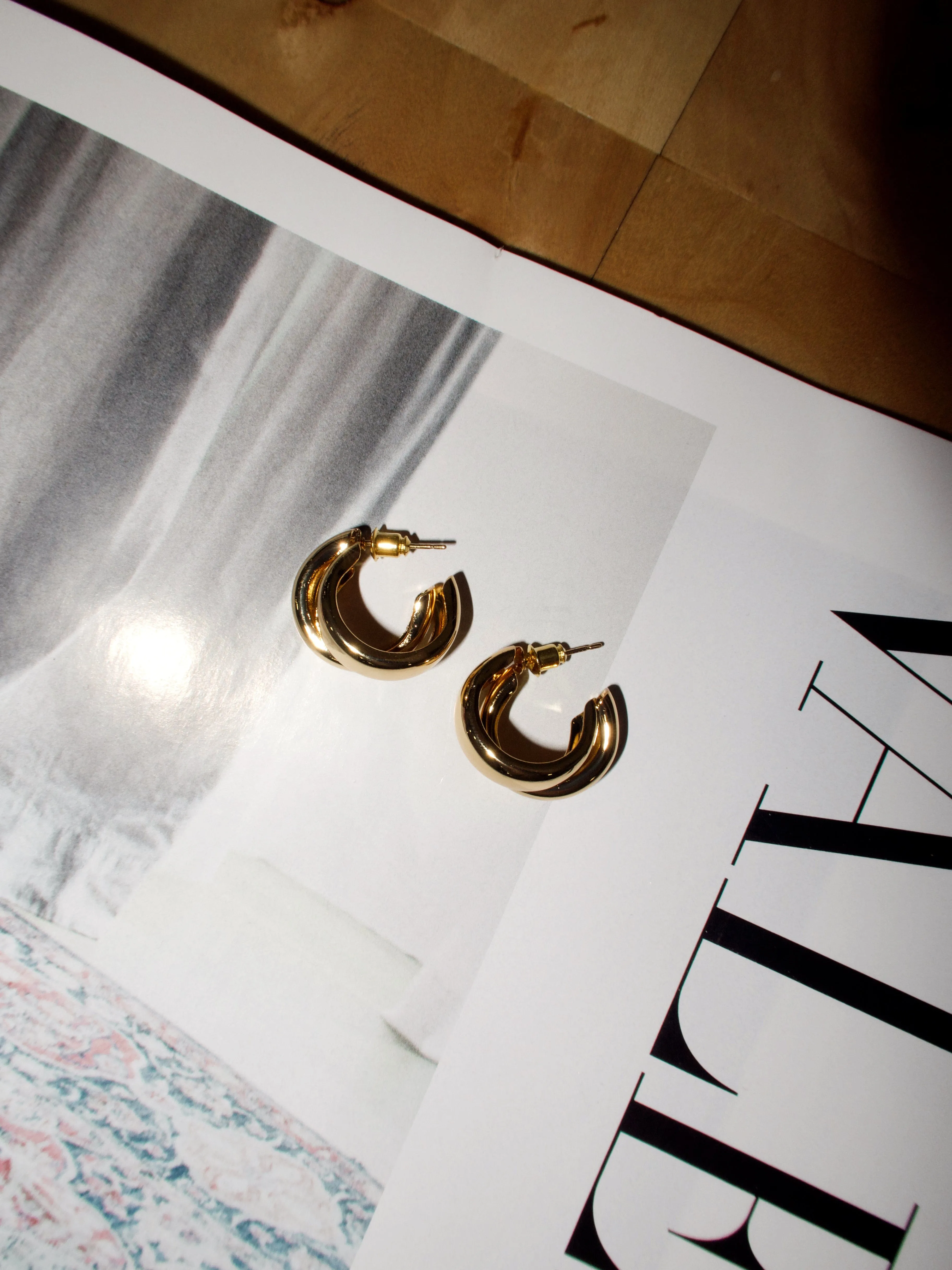 Gold Layered Beveled Earrings sold by LANE 201 product image thumbnail 2
