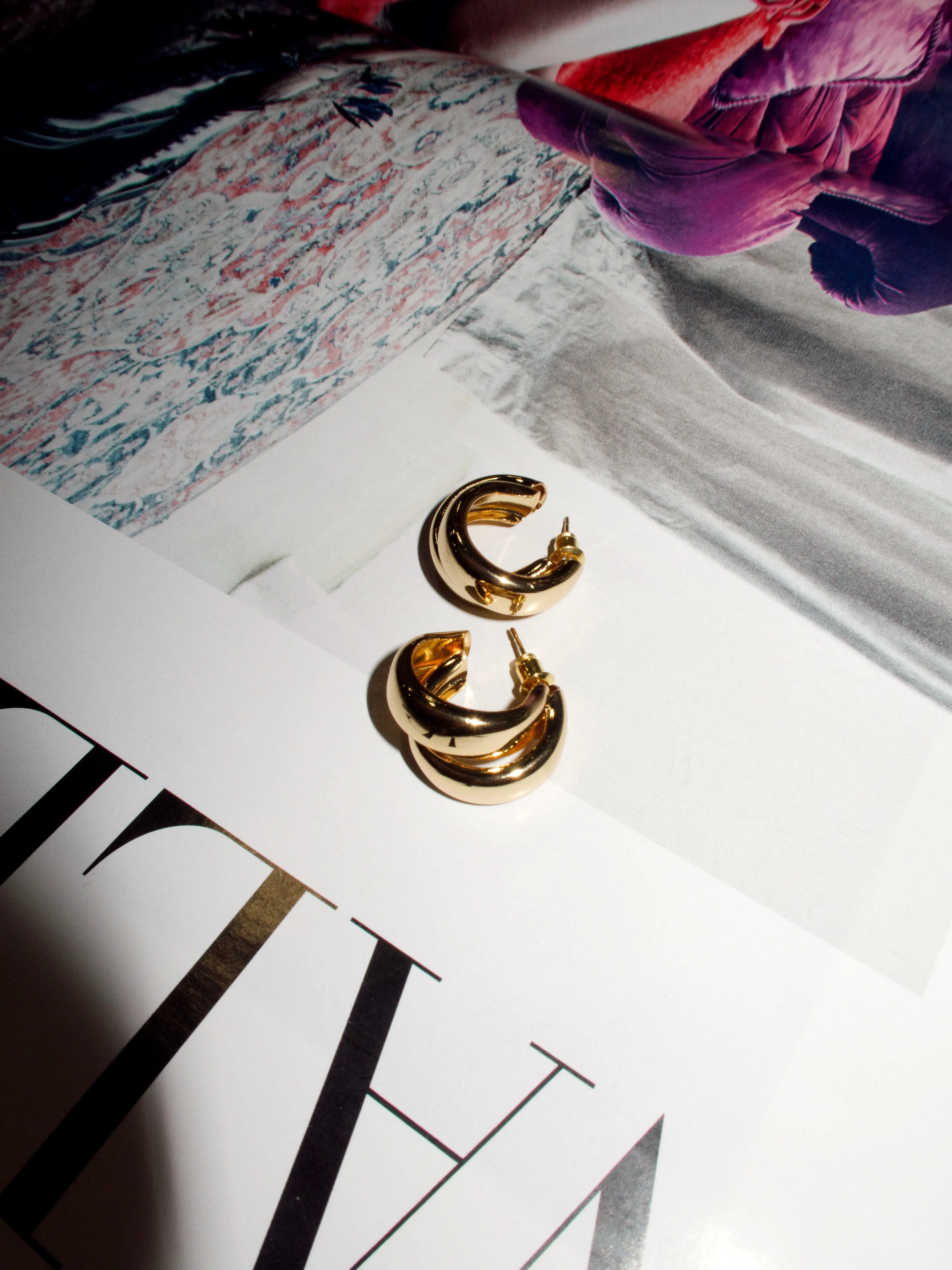 Gold Layered Beveled Earrings sold by LANE 201