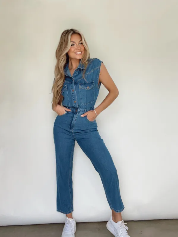 Scenic Route Denim Jumpsuit sold by LANE 201