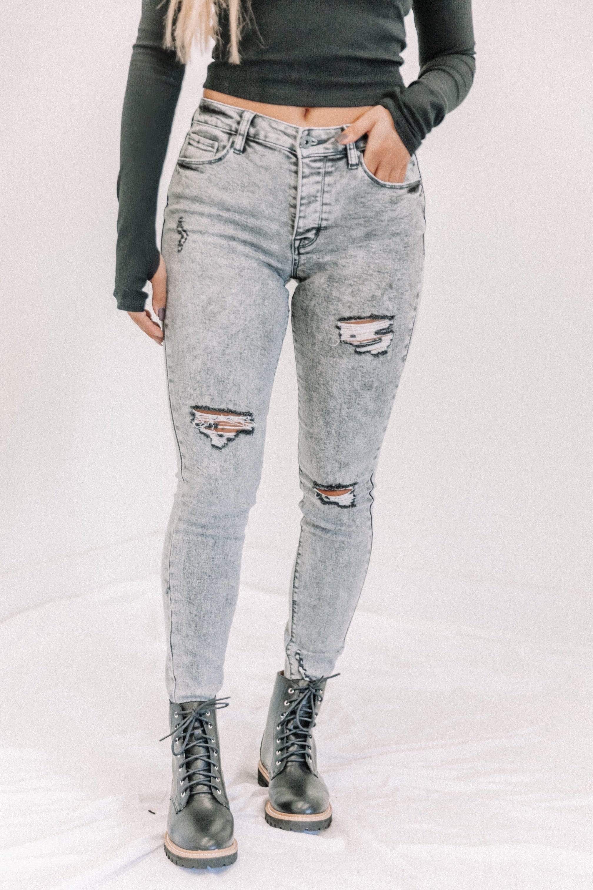 Special A Grey Destroyed Skinny sold by LANE 201