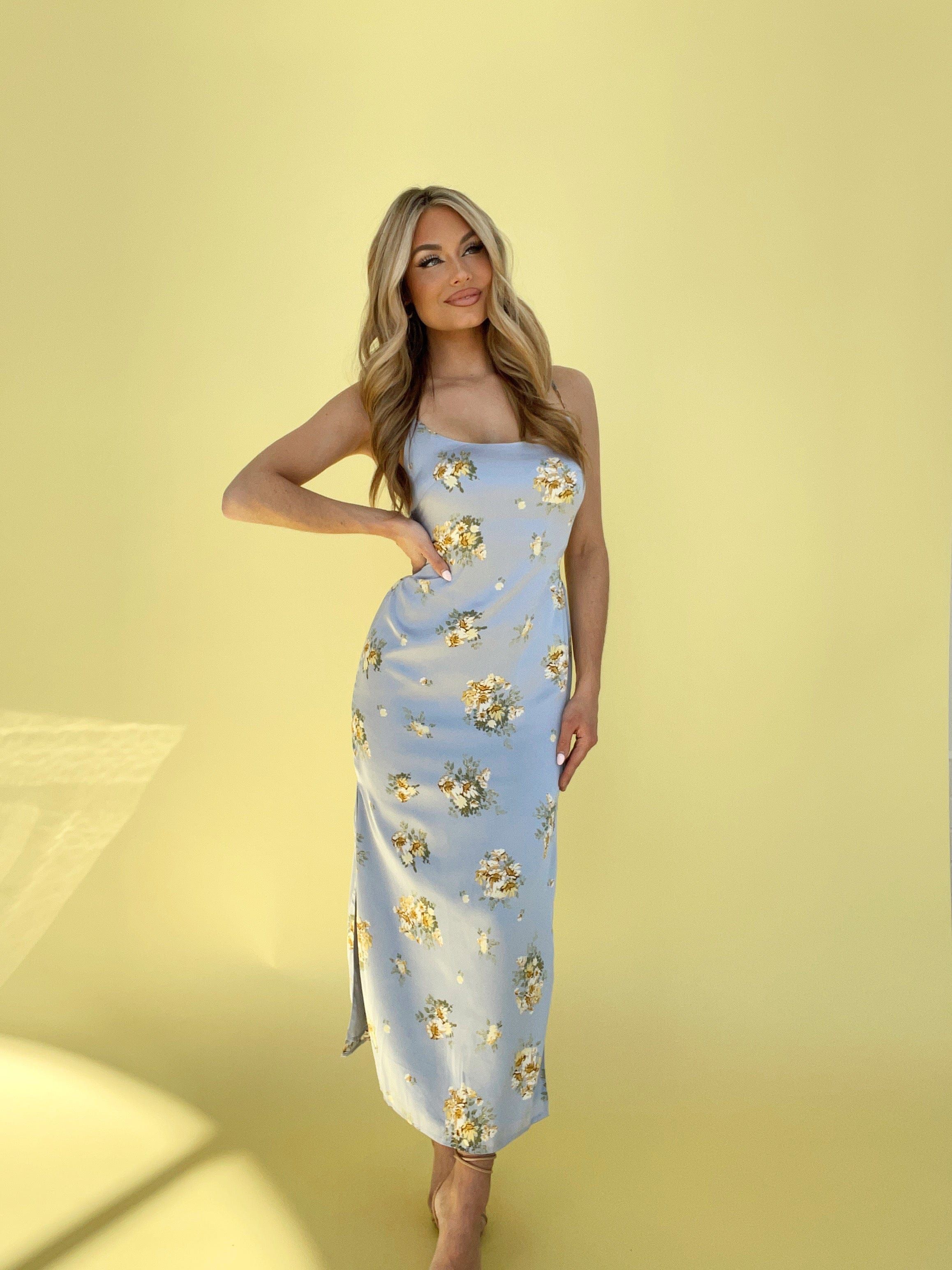 Baby Blue Blooms Maxi Dress sold by LANE 201 product image thumbnail 3