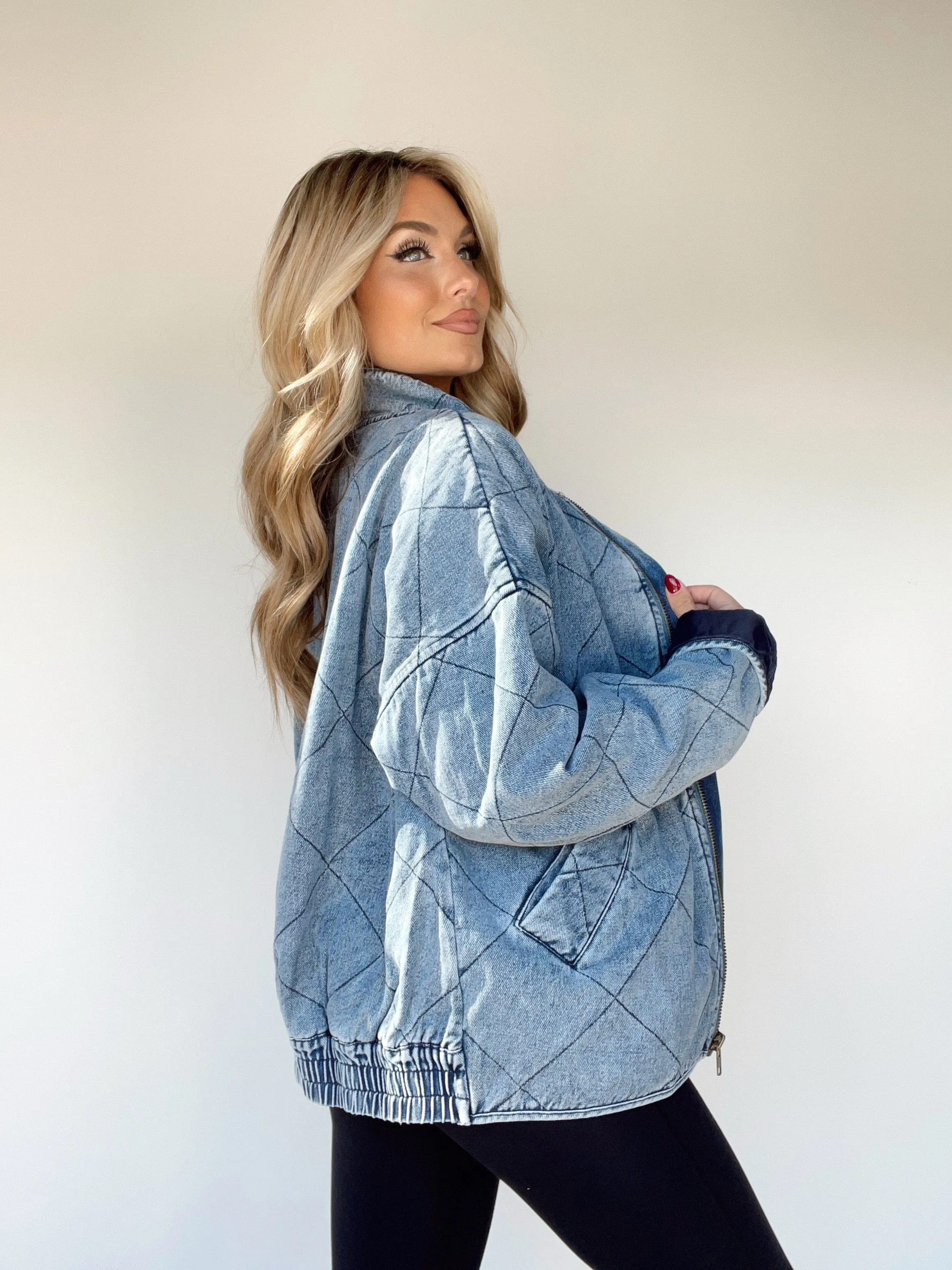Quilted Denim Jacket sold by LANE 201 product image thumbnail 2