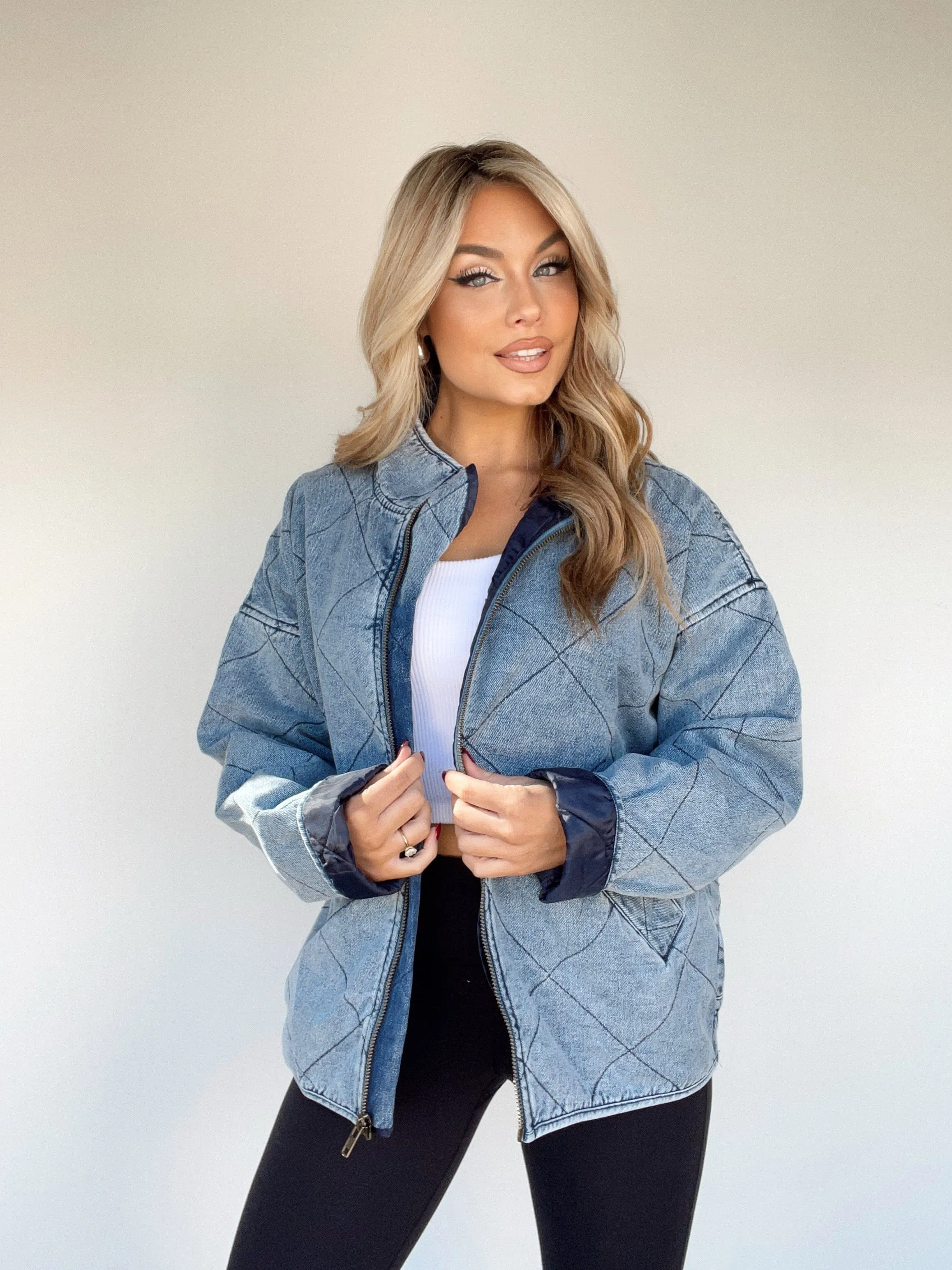 Quilted Denim Jacket sold by LANE 201