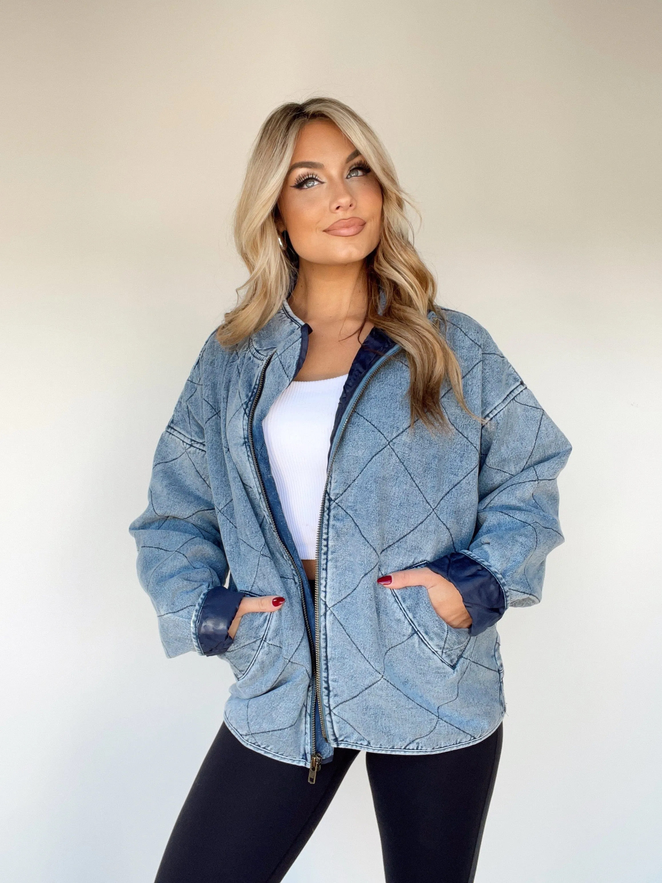 Quilted Denim Jacket sold by LANE 201 product image thumbnail 3