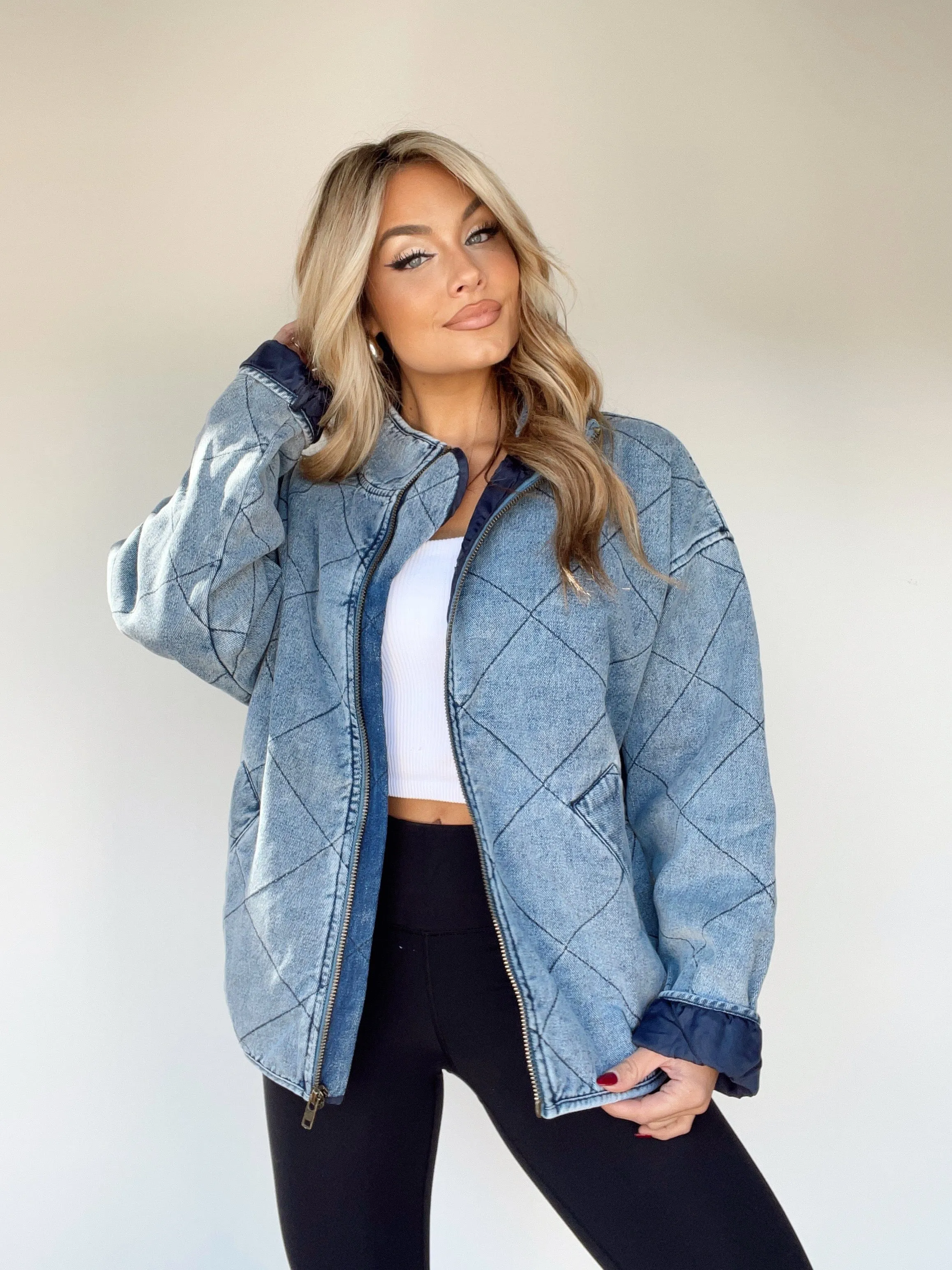 Quilted Denim Jacket sold by LANE 201 product image thumbnail 4