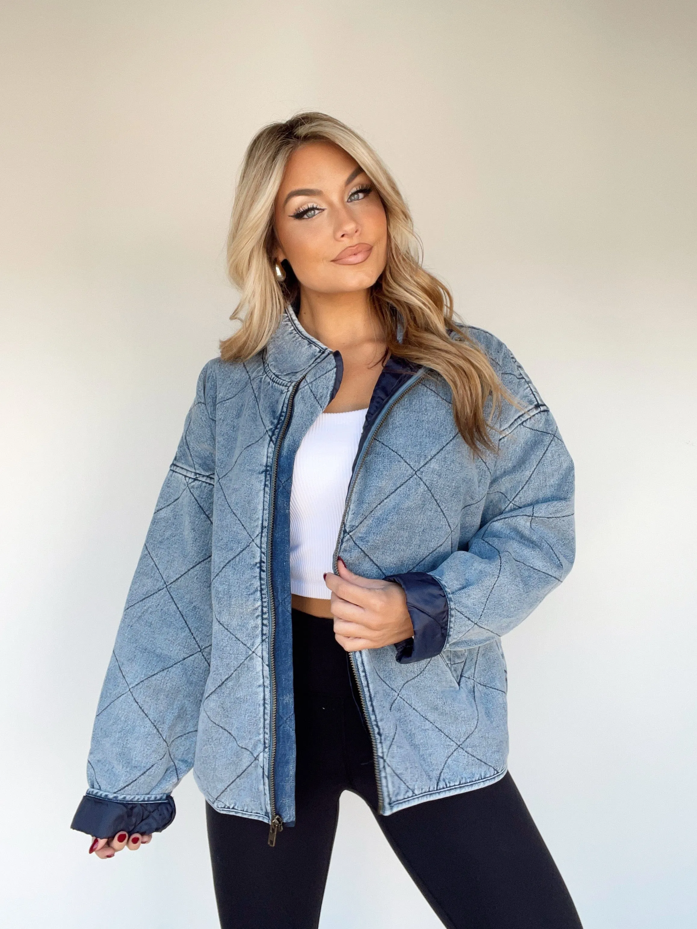 Quilted Denim Jacket sold by LANE 201 product image thumbnail 5