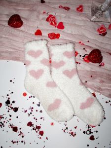 Fuzzy Heart Socks sold by LANE 201