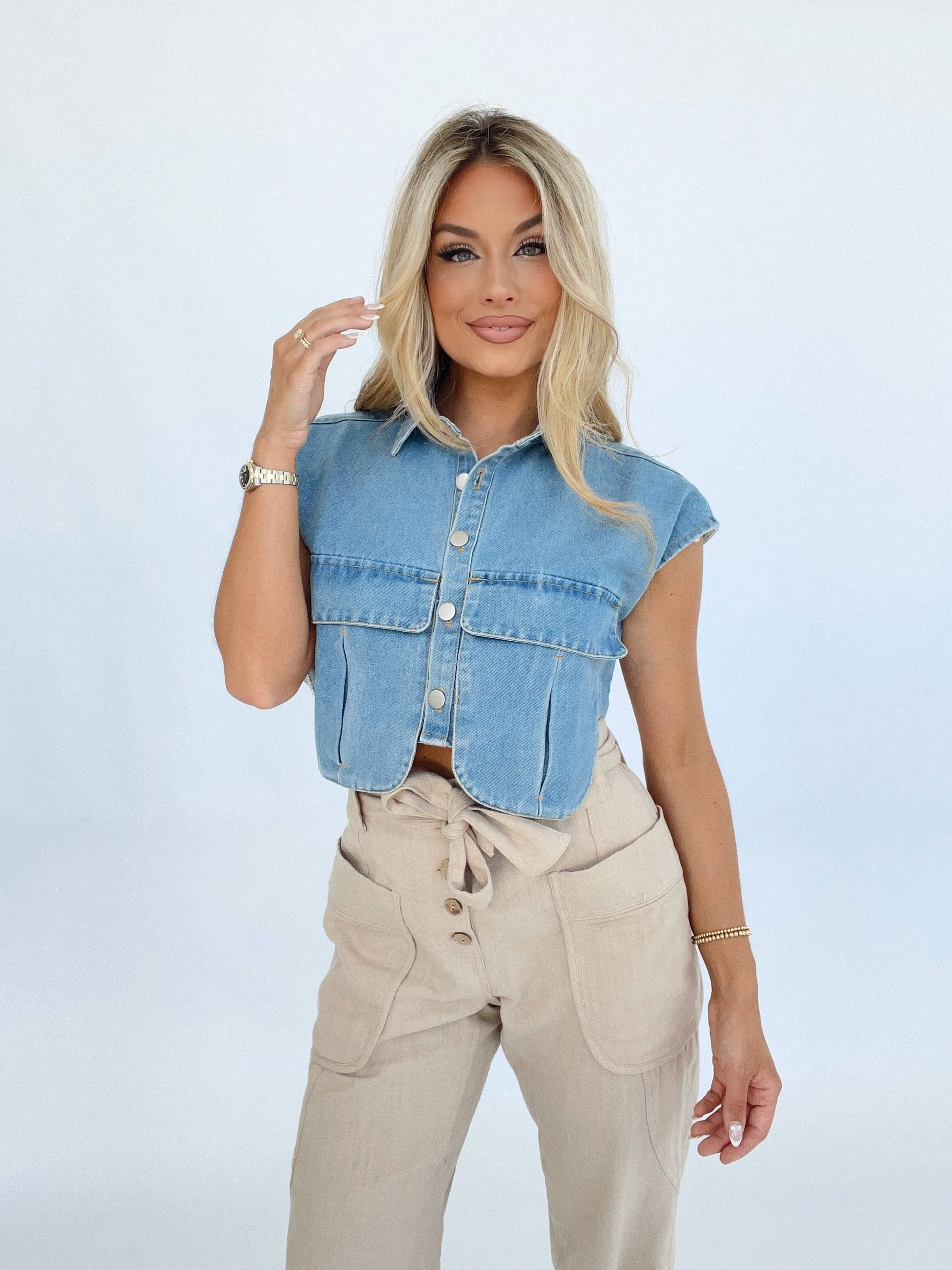 Vintage Vibes Denim Top sold by LANE 201 product image thumbnail 4