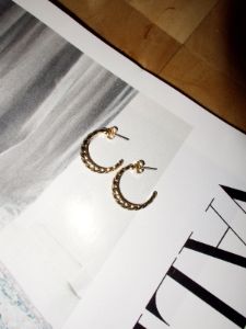 Gold Croissant Hoops sold by LANE 201