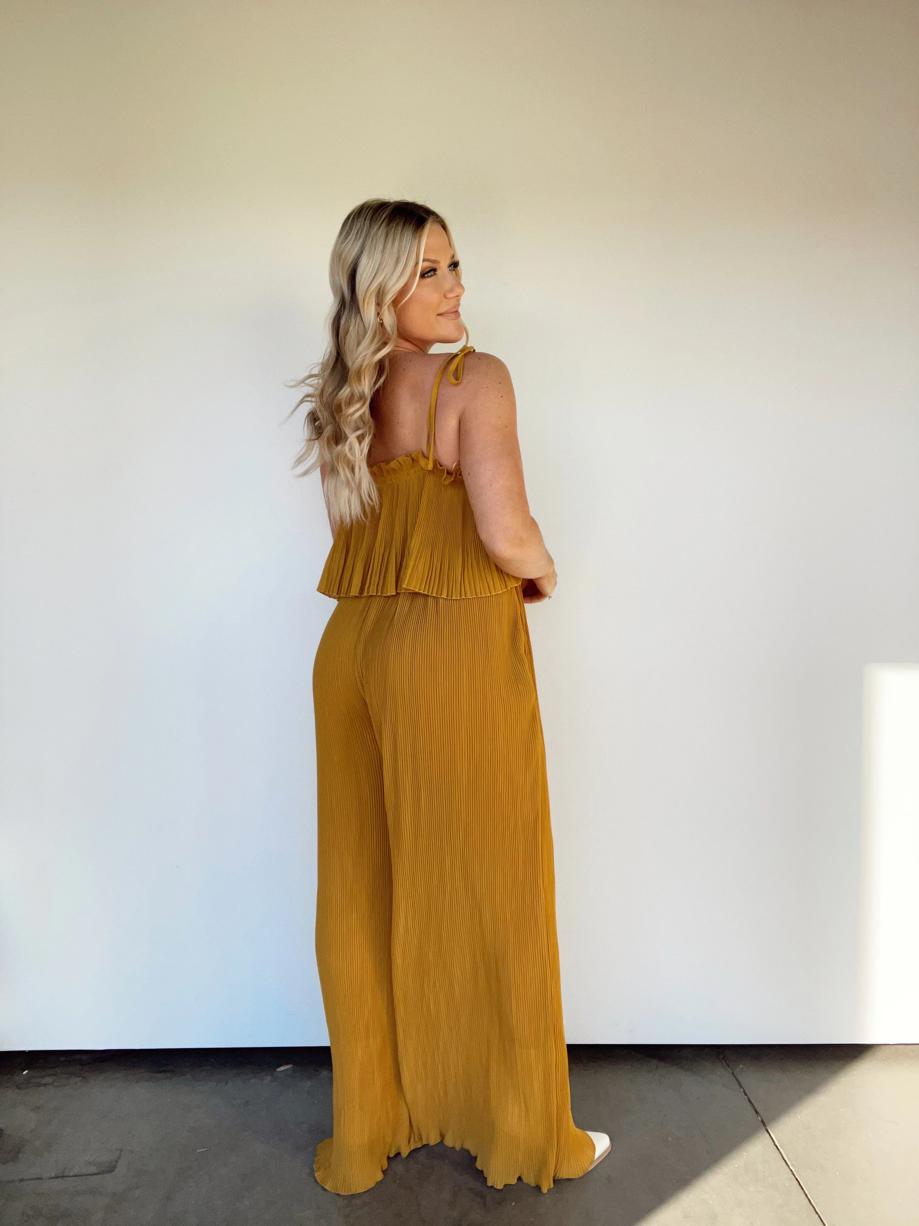Mustard Pleated Jumpsuit sold by LANE 201 product image thumbnail 2