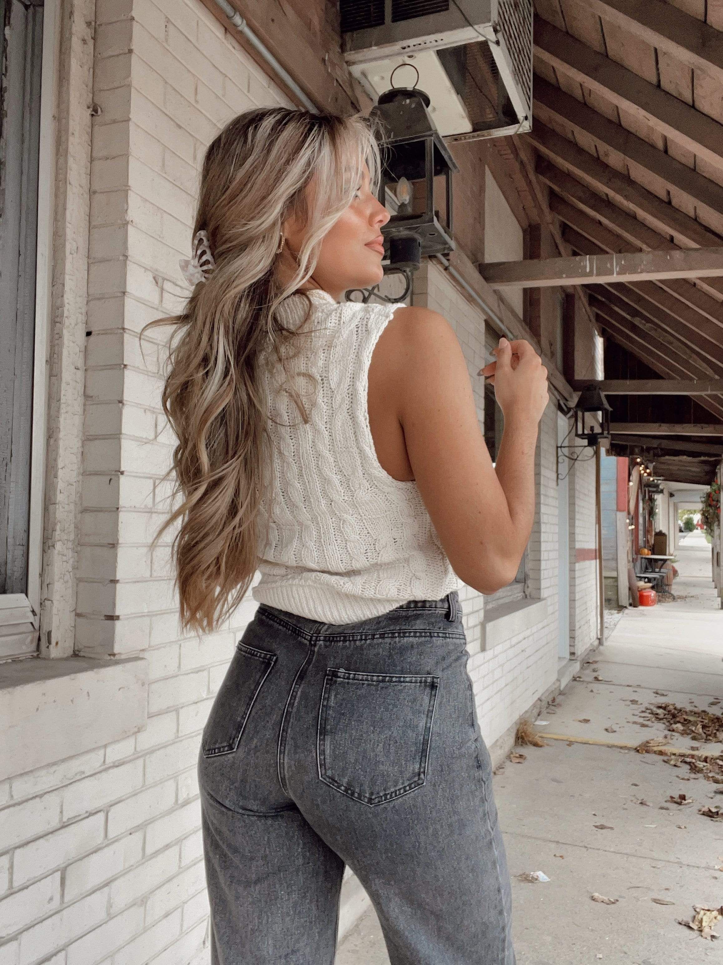 Cream Fall Feels Cable Knit Top sold by LANE 201 product image thumbnail 3