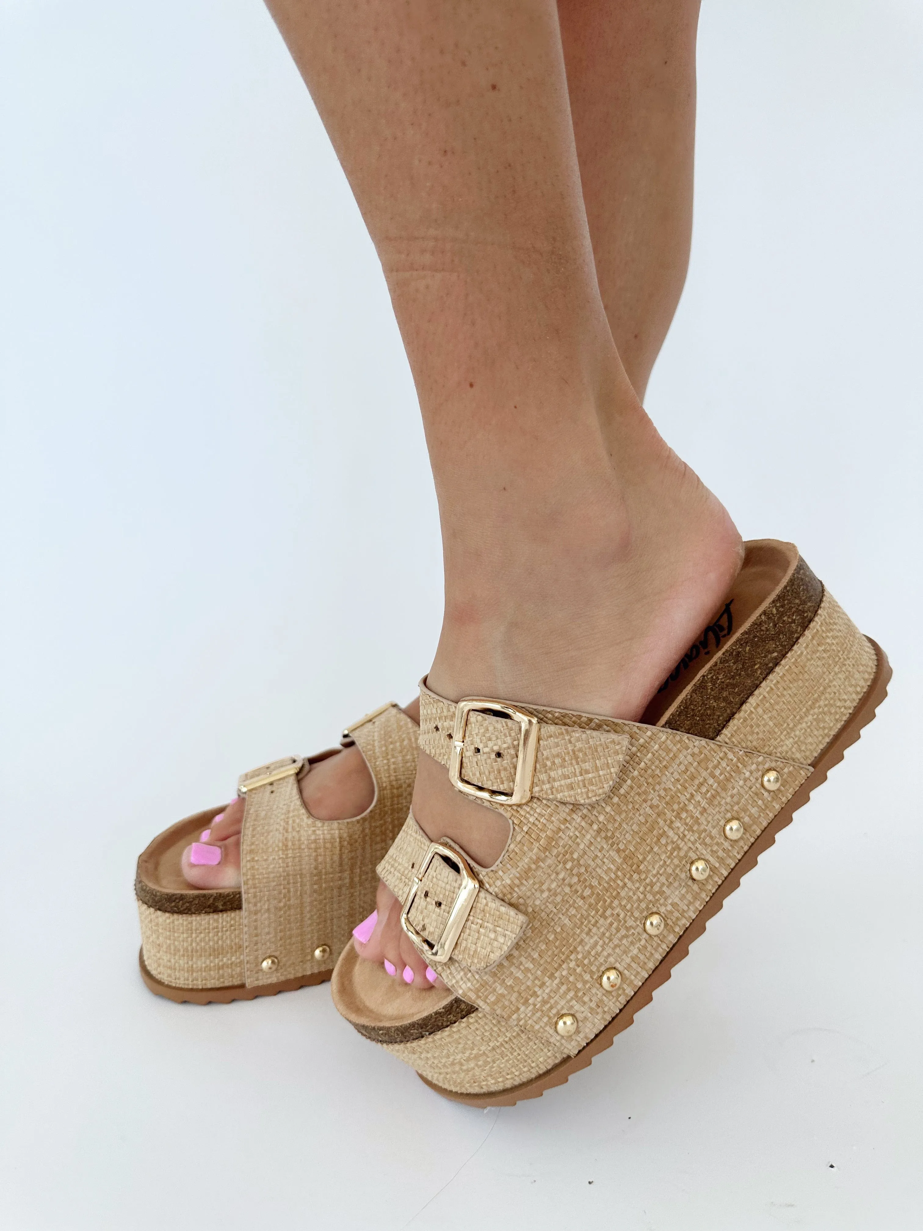 Raffia Platform Sandal sold by LANE 201