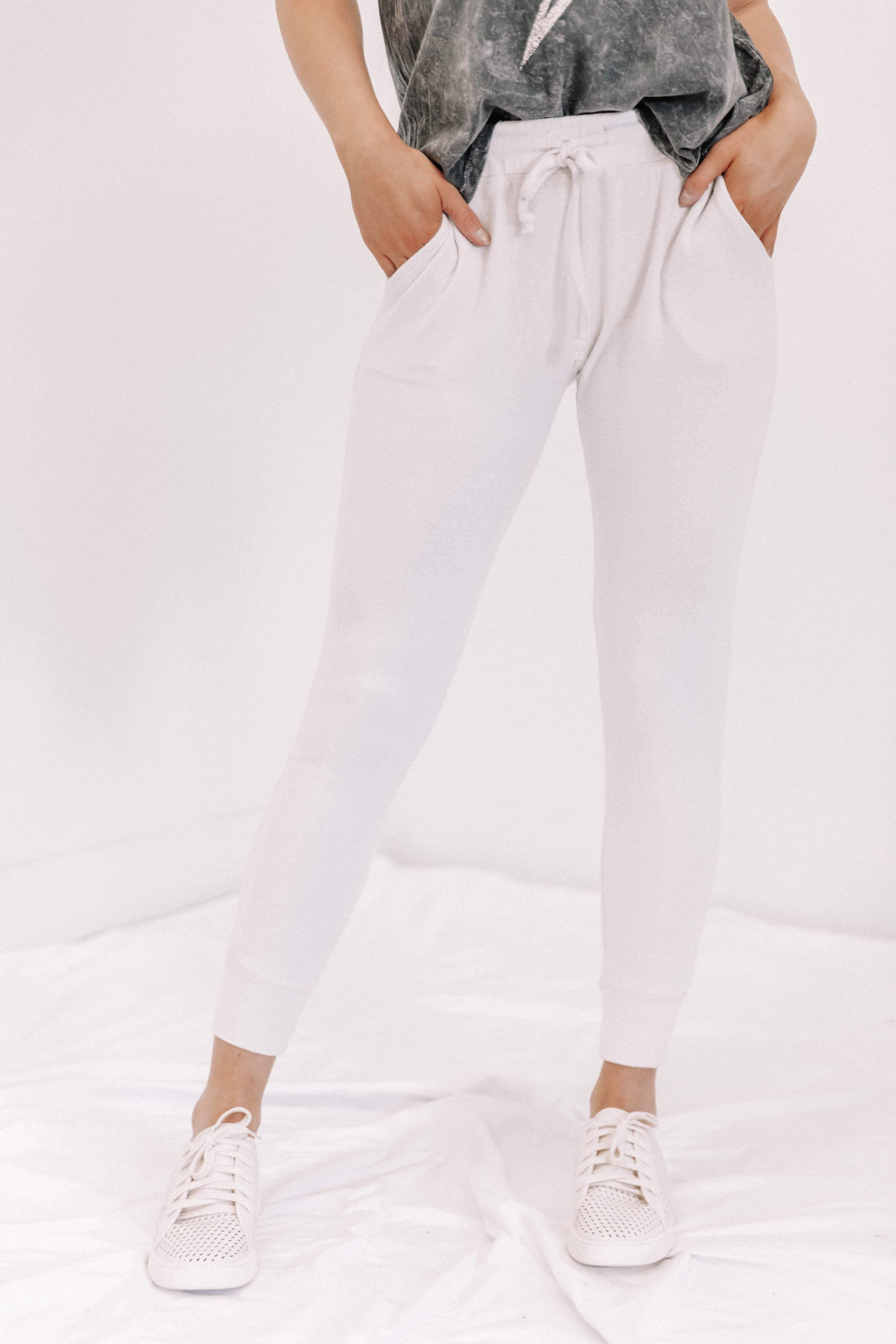 Light Taupe Fuzzy Joggers sold by LANE 201