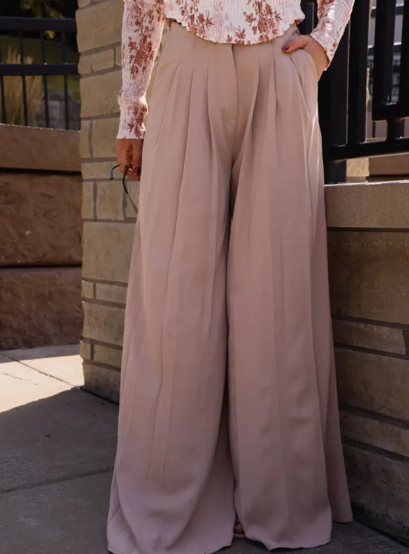 Toffee Pleated Pants sold by LANE 201