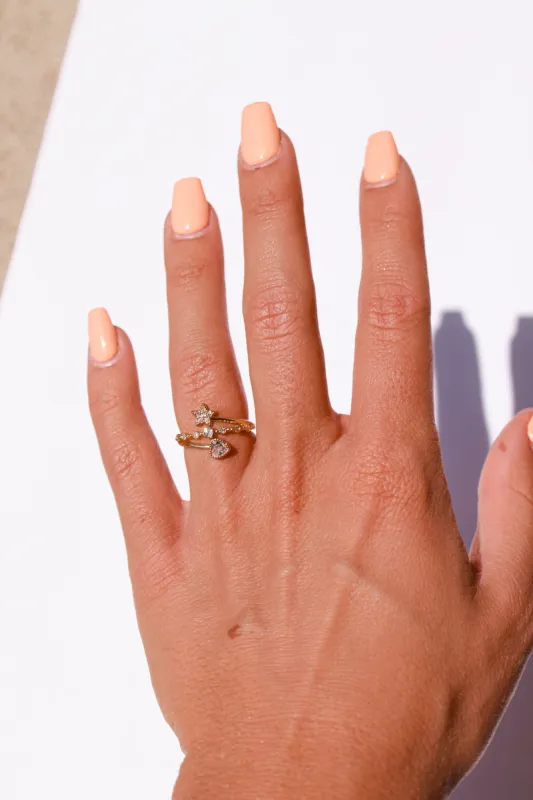 Gold Moon And Heart Ring sold by LANE 201