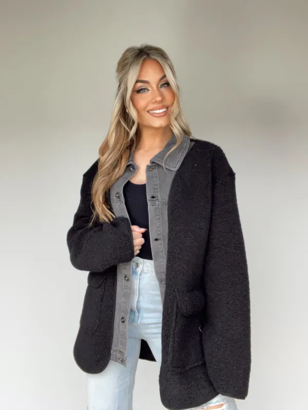 Blackout Sherpa Jacket sold by LANE 201