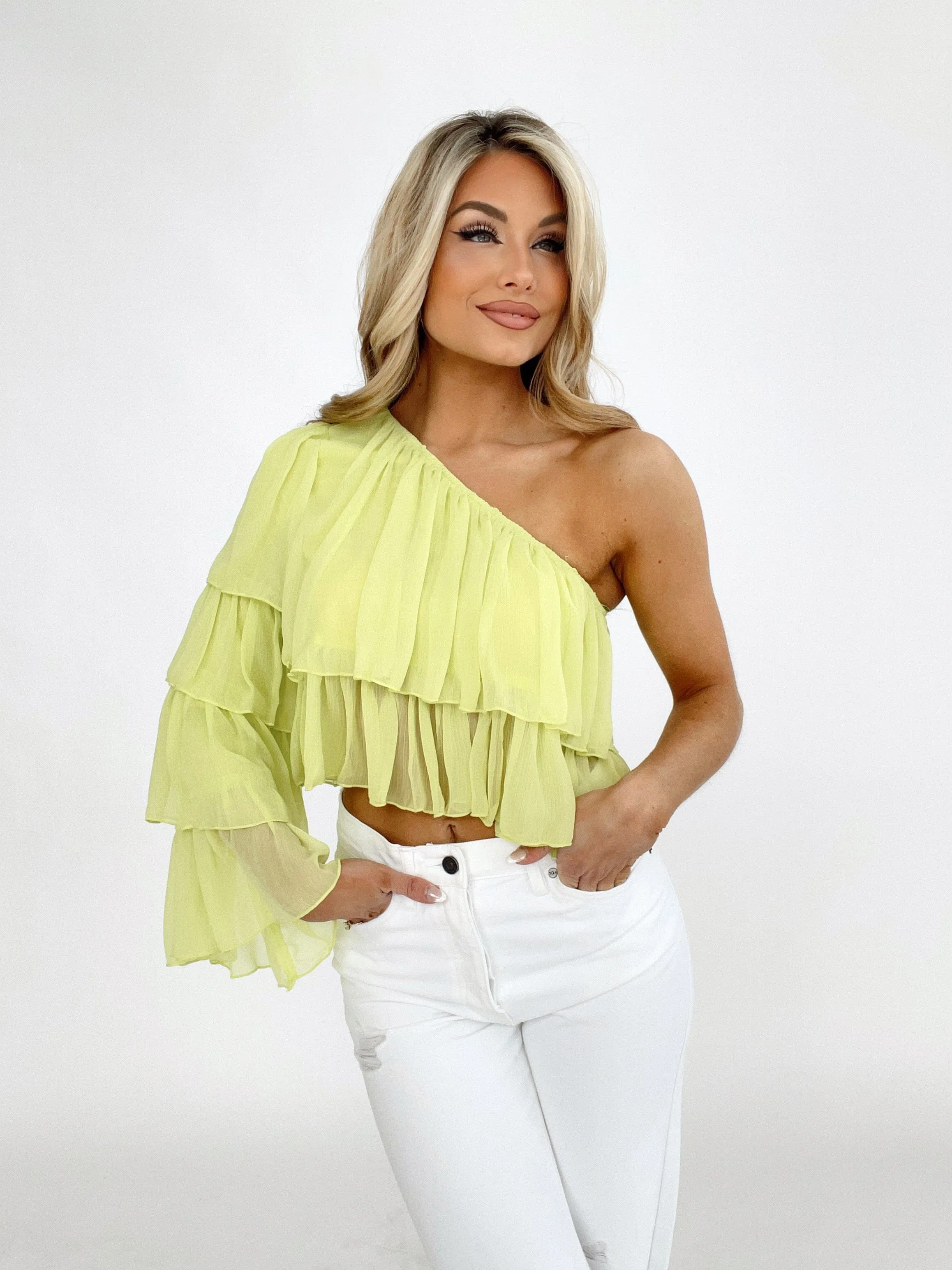 Lime One Shoulder Top sold by LANE 201 product image thumbnail 4