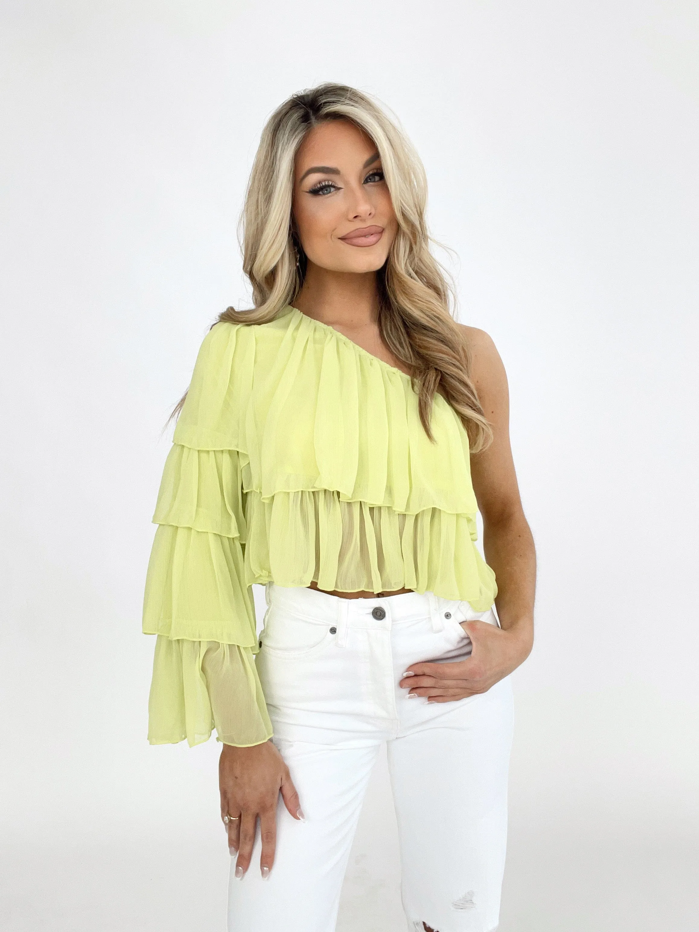 Lime One Shoulder Top sold by LANE 201 product image thumbnail 3