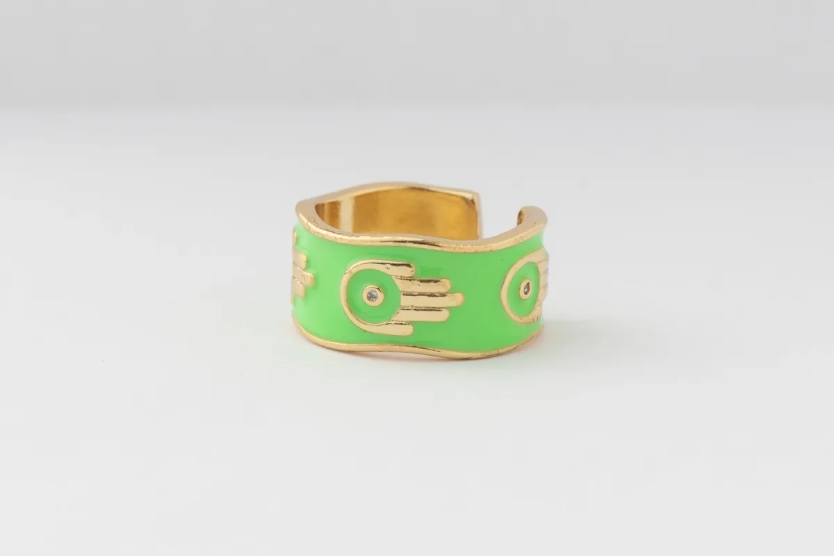 Green No Evil Ring made by LANE 201