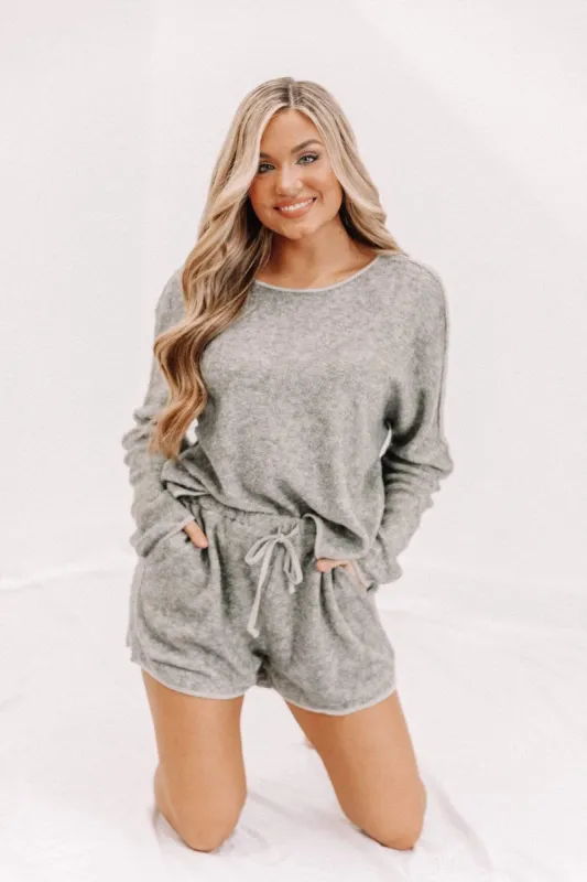 Heather Grey Hot Chocolate And Cabin Views Top sold by LANE 201