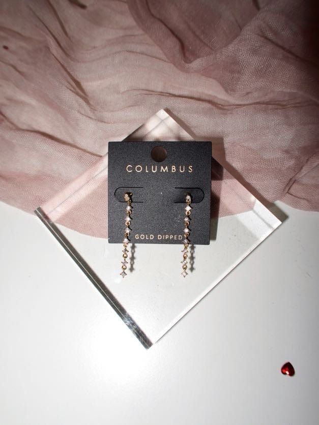 Rhinestone Dangle Earrings sold by LANE 201 product image thumbnail 2