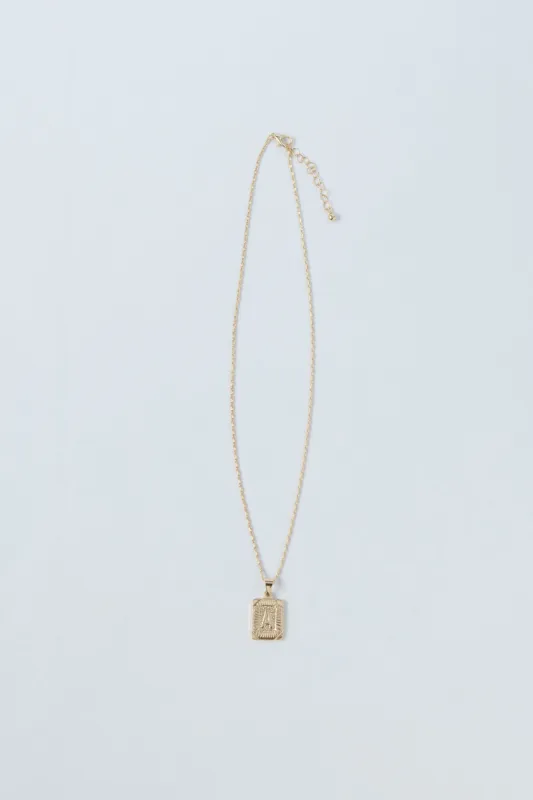 Gold Square Initial Necklace sold by LANE 201