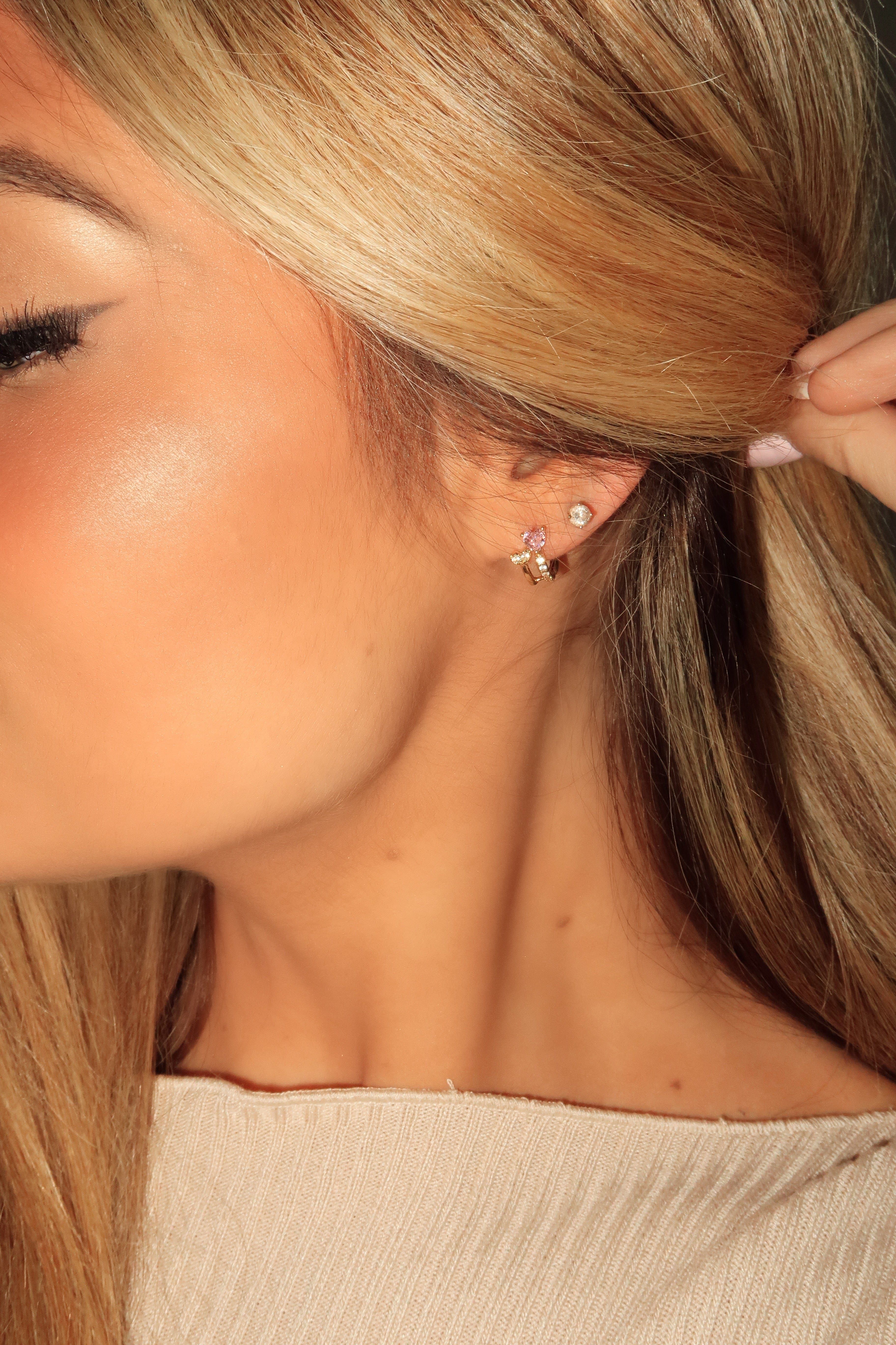 Pink Heart Hoop Earring sold by LANE 201 product image thumbnail 2