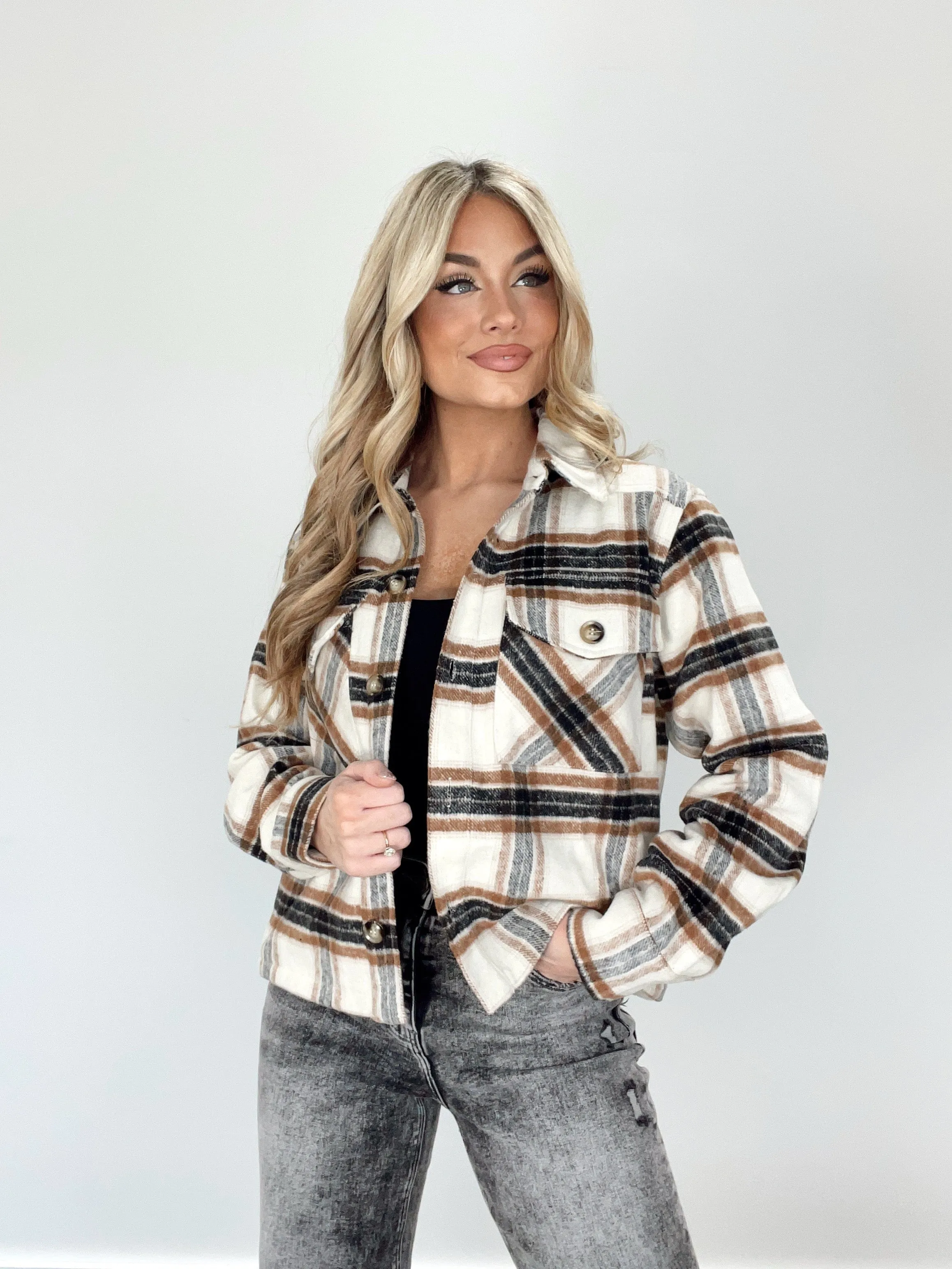 Hard To Leave Plaid Shacket sold by LANE 201 product image thumbnail 3