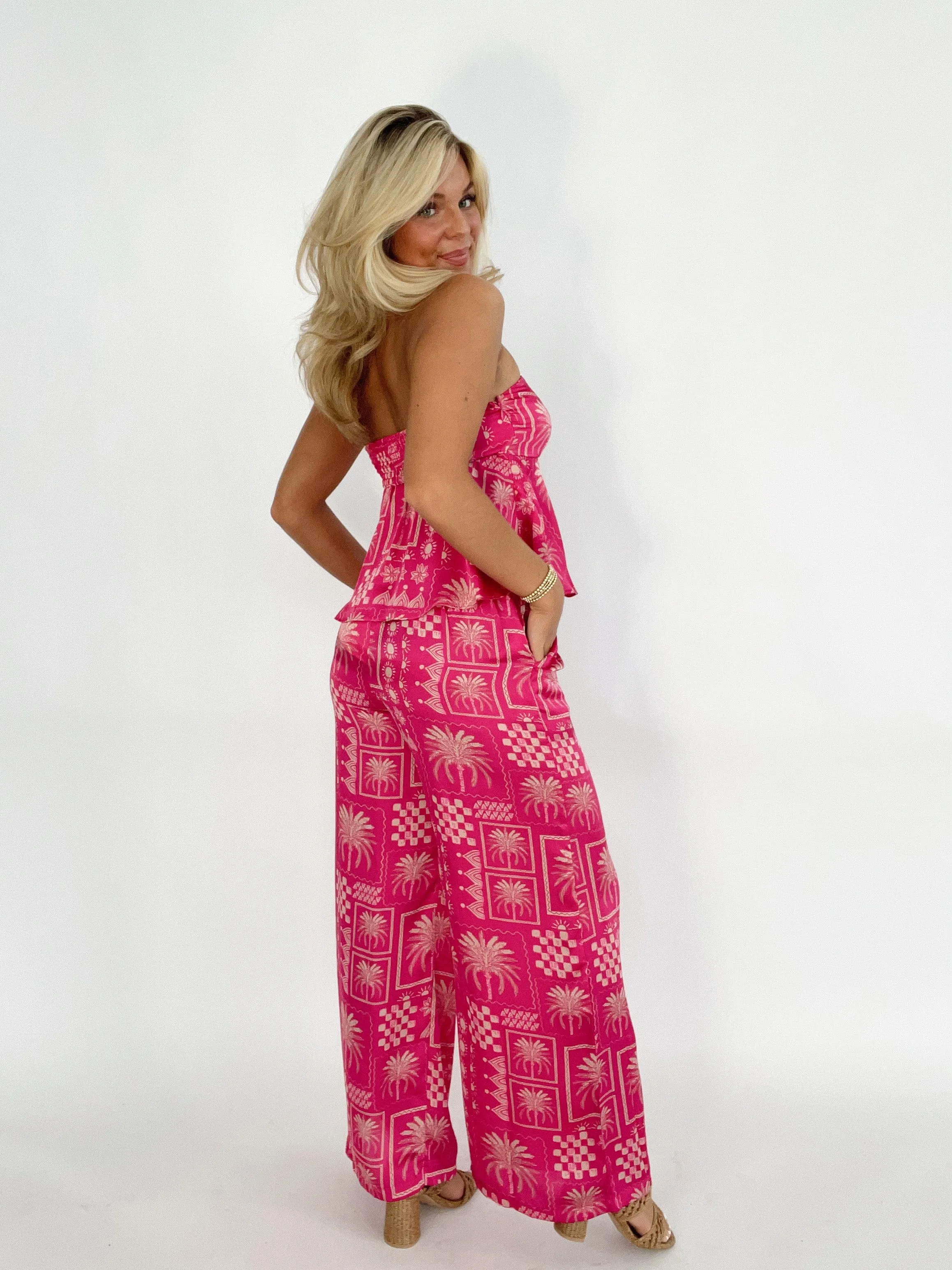 Pink Palm Printed Pants sold by LANE 201 product image thumbnail 2